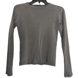 Brandy Melville Gray Striped Fitted Long Sleeve Top Made in Italy